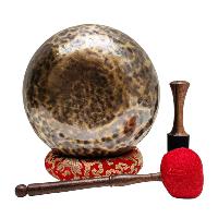 [full Moon Bowl], Moon Carved, Buddhist Hand Beaten, Antique Finishing, [select Accessories]