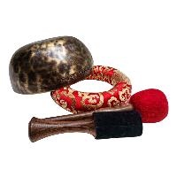 [full Moon Bowl], Moon Carved, Buddhist Hand Beaten, Antique Finishing, [select Accessories]