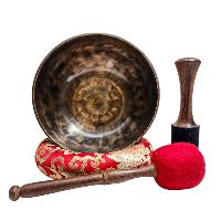 [full Moon Bowl], Moon Carved, Buddhist Hand Beaten, Antique Finishing, [select Accessories]