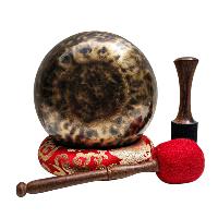 [full Moon Bowl], Moon Carved, Buddhist Hand Beaten, Antique Finishing, [select Accessories]