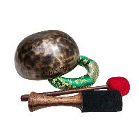 [full Moon Bowl], Moon Carved, Buddhist Hand Beaten, Antique Finishing, [select Accessories]