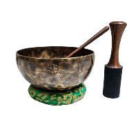 [full Moon Bowl], Moon Carved, Buddhist Hand Beaten, Antique Finishing, [select Accessories]