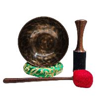 [full Moon Bowl], Moon Carved, Buddhist Hand Beaten, Antique Finishing, [select Accessories]