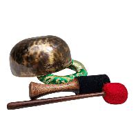 [full Moon Bowl], Moon Carved, Buddhist Hand Beaten, Antique Finishing, [select Accessories]