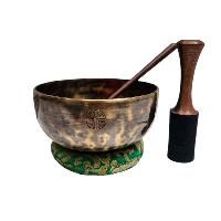 [full Moon Bowl], Moon Carved, Buddhist Hand Beaten, Antique Finishing, [select Accessories]