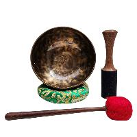 [full Moon Bowl], Moon Carved, Buddhist Hand Beaten, Antique Finishing, [select Accessories]