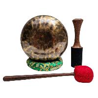 [full Moon Bowl], Moon Carved, Buddhist Hand Beaten, Antique Finishing, [select Accessories]