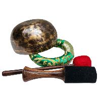 [full Moon Bowl], Moon Carved, Buddhist Hand Beaten, Antique Finishing, [select Accessories]