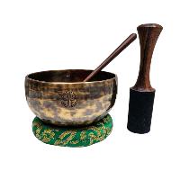[full Moon Bowl], Moon Carved, Buddhist Hand Beaten, Antique Finishing, [select Accessories]