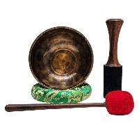 [full Moon Bowl], Moon Carved, Buddhist Hand Beaten, Antique Finishing, [select Accessories]