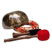 [full Moon Bowl], Moon Carved, Buddhist Hand Beaten, Antique Finishing, [select Accessories]