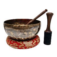 [full Moon Bowl], Moon Carved, Buddhist Hand Beaten, Antique Finishing, [select Accessories]