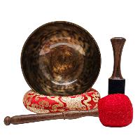 [full Moon Bowl], Moon Carved, Buddhist Hand Beaten, Antique Finishing, [select Accessories]