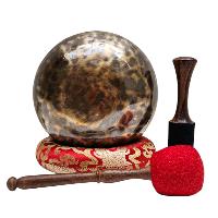 [full Moon Bowl], Moon Carved, Buddhist Hand Beaten, Antique Finishing, [select Accessories]