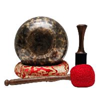 [full Moon Bowl], Moon Carved, Buddhist Hand Beaten, Antique Finishing, [select Accessories]