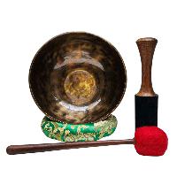 [full Moon Bowl], Moon Carved, Buddhist Hand Beaten, Antique Finishing, [select Accessories]