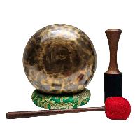 [full Moon Bowl], Moon Carved, Buddhist Hand Beaten, Antique Finishing, [select Accessories]