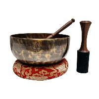 [full Moon Bowl], Moon Carved, Buddhist Hand Beaten, Antique Finishing, [select Accessories]
