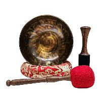 [full Moon Bowl], Moon Carved, Buddhist Hand Beaten, Antique Finishing, [select Accessories]