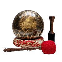 [full Moon Bowl], Moon Carved, Buddhist Hand Beaten, Antique Finishing, [select Accessories]