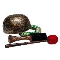 [full Moon Bowl], Moon Carved, Buddhist Hand Beaten, Antique Finishing, [select Accessories]