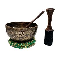 [full Moon Bowl], Moon Carved, Buddhist Hand Beaten, Antique Finishing, [select Accessories]
