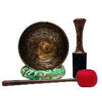 [full Moon Bowl], Moon Carved, Buddhist Hand Beaten, Antique Finishing, [select Accessories]