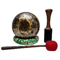 [full Moon Bowl], Moon Carved, Buddhist Hand Beaten, Antique Finishing, [select Accessories]