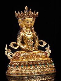 [maha Vairochana] On Double Base, Buddhist Handmade Statue, [full Gold Plated], [face Painted]