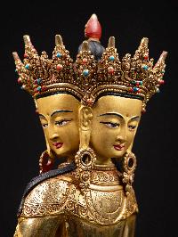 [maha Vairochana] On Double Base, Buddhist Handmade Statue, [full Gold Plated], [face Painted]