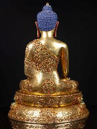 [shakyamuni Buddha] On Double Base, Buddhist Handmade Statue, [full Gold Plated], [face Painted]