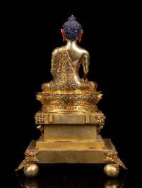 [shakyamuni Buddha On Throne], Buddhist Handmade Statue, [full Gold Plated], [face Painted]