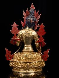 [white Tara], Buddhist Handmade Statue, [full Gold Plated], [face Painted]