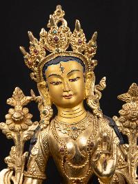 [white Tara], Buddhist Handmade Statue, [full Gold Plated], [face Painted]