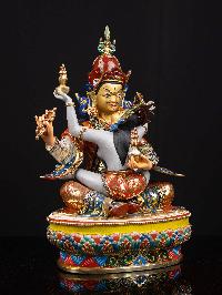 [padmasambhava Shakti Or Consort], Buddhist Handmade Statue, [full Gold Plated], [face Painted]