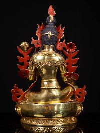 [green Tara], Buddhist Handmade Statue, [full Gold Plated], [face Painted]
