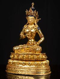 [vajrasattva] On Double Base, Buddhist Handmade Statue, [full Gold Plated], [face Painted]