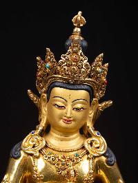 [vajrasattva] On Double Base, Buddhist Handmade Statue, [full Gold Plated], [face Painted]