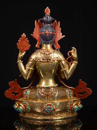 [chenrezig], Buddhist Handmade Statue, [full Gold Plated], [face Painted]
