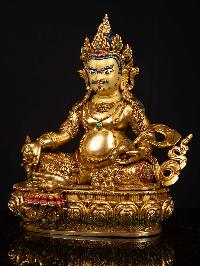 [yellow Jambhala], Buddhist Handmade Statue, [full Gold Plated], [face Painted]