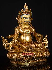 [yellow Jambhala], Buddhist Handmade Statue, [full Gold Plated], [face Painted]