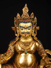 [yellow Jambhala], Buddhist Handmade Statue, [full Gold Plated], [face Painted]