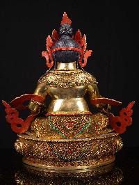 [yellow Jambhala], Buddhist Handmade Statue, [full Gold Plated], [face Painted]