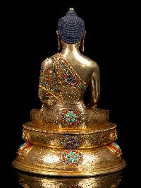 [shakyamuni Buddha] On Double Base, Buddhist Handmade Statue, [full Gold Plated], [face Painted]