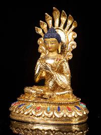 [nagarjuna Buddha], Buddhist Handmade Statue, [full Gold Plated], [face Painted]