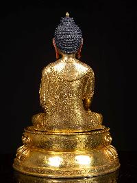 [shakyamuni Buddha] On Double Base, Buddhist Handmade Statue, [full Gold Plated], [face Painted]