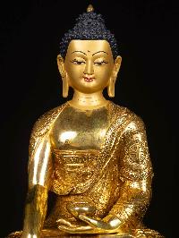 [shakyamuni Buddha] On Double Base, Buddhist Handmade Statue, [full Gold Plated], [face Painted]