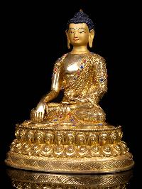 [shakyamuni Buddha], Buddhist Handmade Statue, [full Gold Plated], [face Painted]