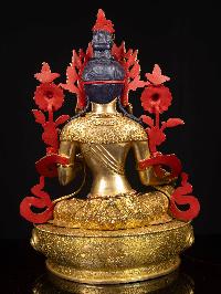[green Tara], Buddhist Handmade Statue, [full Gold Plated], [face Painted]