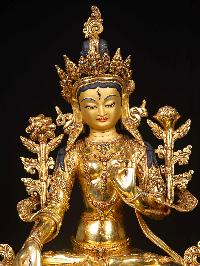 [white Tara], Buddhist Handmade Statue, [full Gold Plated], [face Painted]